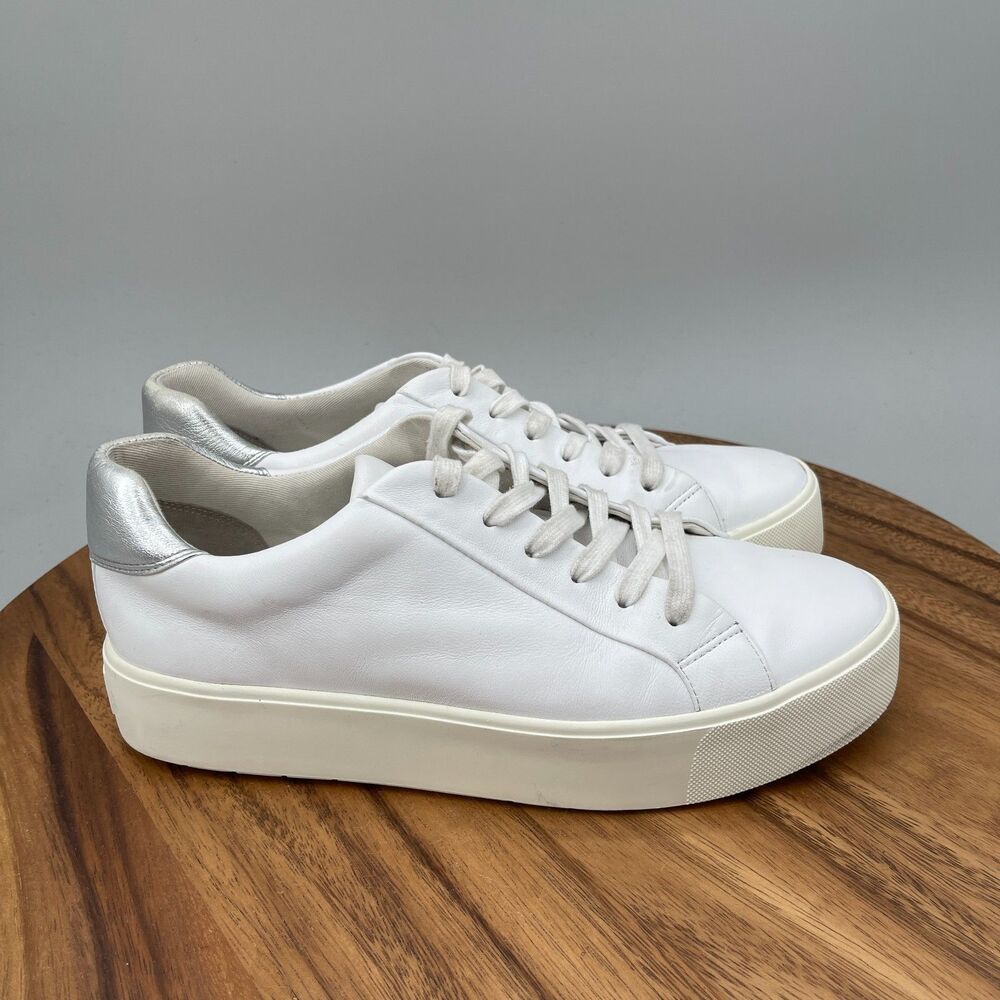 Vince Platform Shoes Womens Size 9 M White Leather Casual Comfort Walking